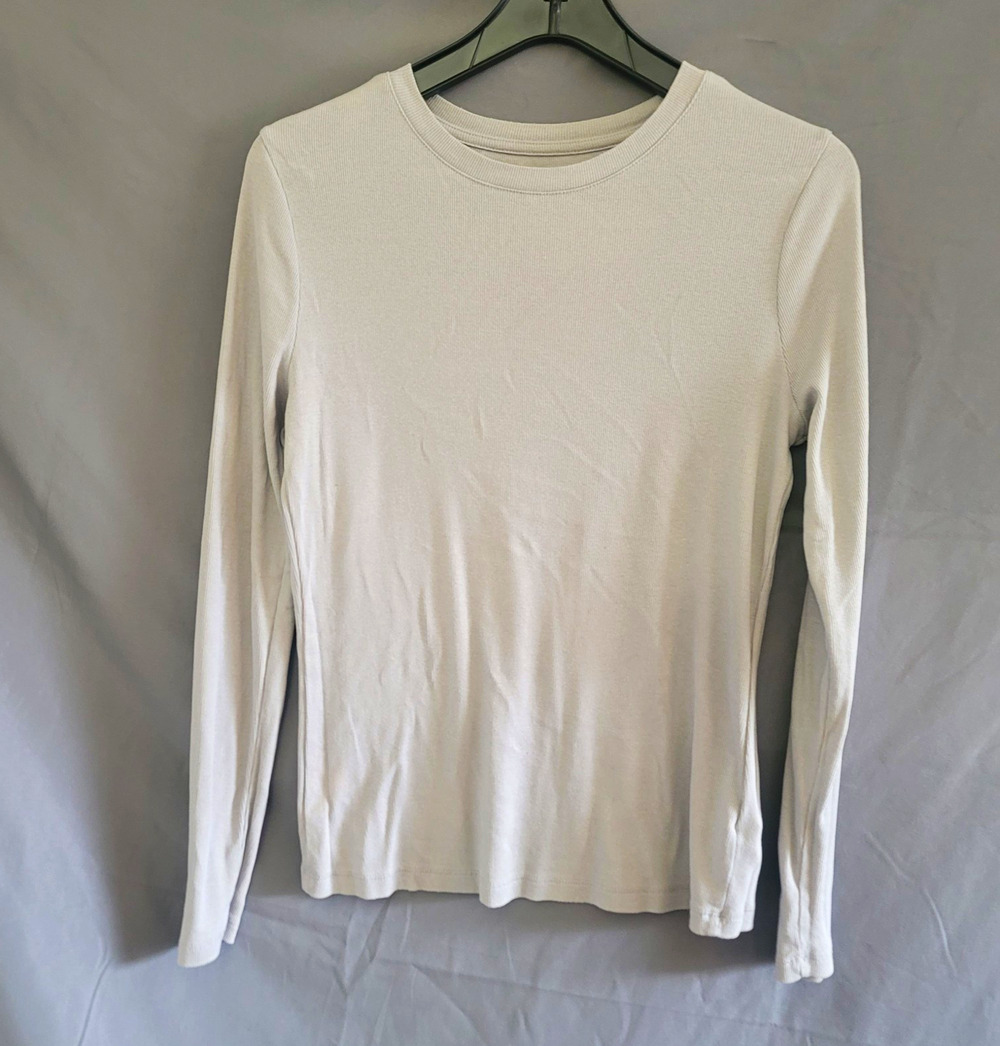 A New Day Women's White Knit Crew Neck Pullover Long Sleeve T-Shirt Size M